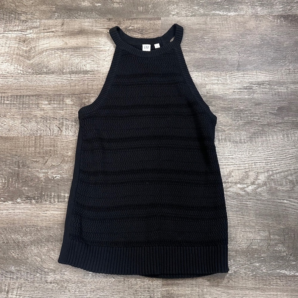 GAP Womens Black Textured Halter Neck Sweater Tank Top NWT Large 467455-02-1